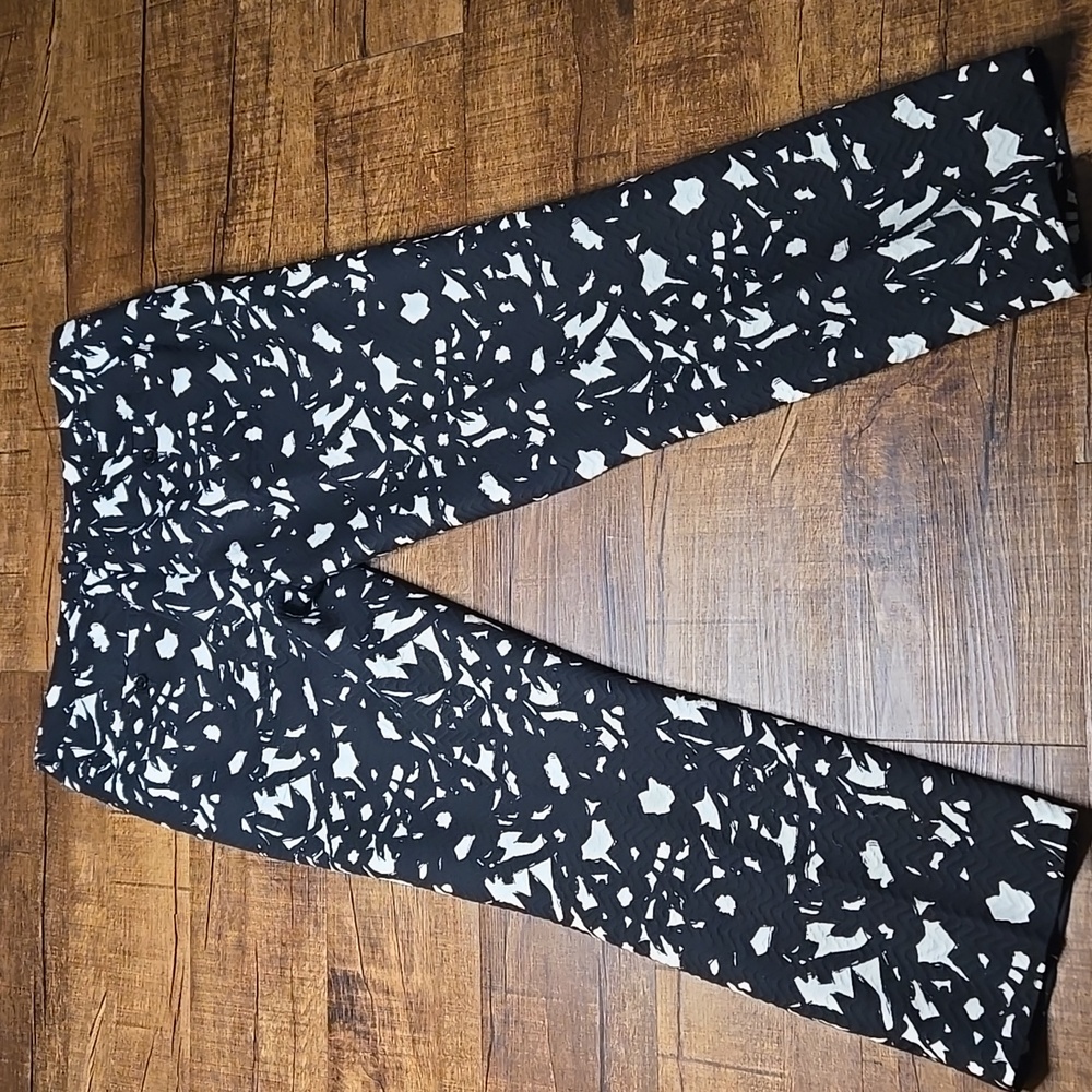 Banana Republic Monochrome Abstract Jacquard Pants Cotton Size 10 - Picture 9 of 9